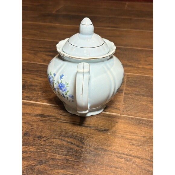 Fred Roberts and Company Made in Japan Teapot Pale Blue with Blue Roses Vintage - Picture 5 of 10